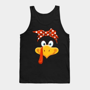 Womens Bandana Turkey Face Thanksgiving Tank Top